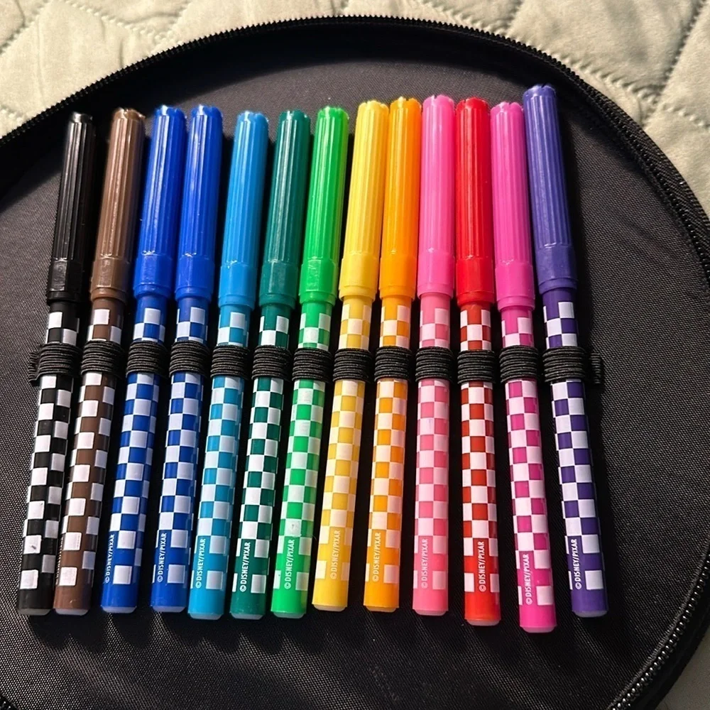 Disney Pixar Lightning McQueen Wheel Shape Zipper Stationary Art Supply Organize